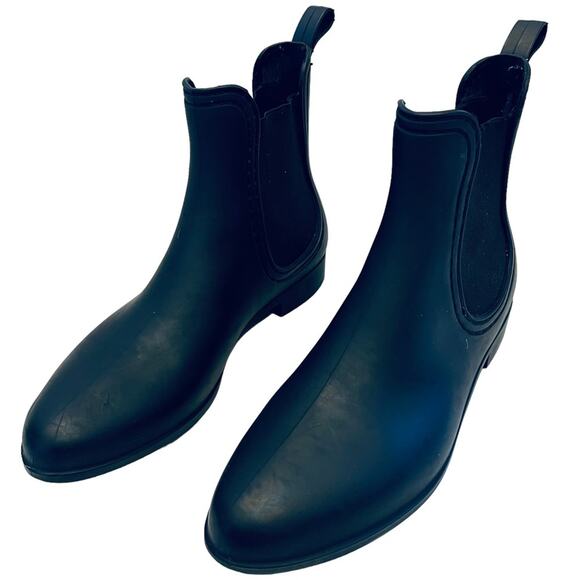 Jeffrey Campbell Women’s Sz 9 Black Rubber Chelsea Ankle Boot Waterproof Rain - Picture 5 of 9